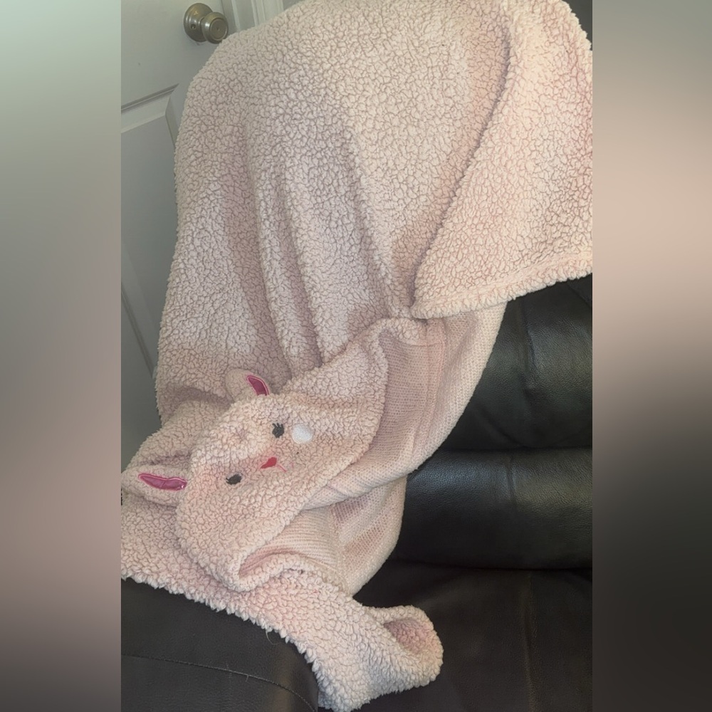 Hooded Sherpa bunny blanket